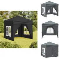 vidaXL Partytent, inklapbaar met zijwanden, antraciet, 2x2 meter - Paviljoens & Partytenten