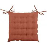 Stof Textile stoelkussen BEA - terracotta - 40 x 40 x 4 cm - touwtjes sluiting - binnen/buiten - zitkussens plat