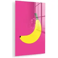 MuchoWow Glasschilderij 120x180 cm - Schilderij acrylglas - Banaan - Geel - Fruit - Foto op glas - Muurdecoratie woonkamer - Wanddecoratie slaapkamer - Schilderijen
