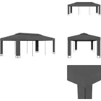 vidaXL Paviljoen met dubbel dak, 3 x 6 meter, antraciet - Paviljoenen & feesttenten