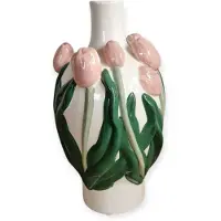DK Design Daan Kromhout - Vaas - Bloemenvaas - Tulpen - Dutch - 16x16x26 - Keramiek - Roze