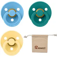 BIBS Fopspenen - Maat 2 6-18 maanden - Latex – Breeze, Scuba, Pale Butter + Monkiezz speenzakje