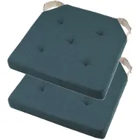 Stof Textile stoelkussen DUO - 2x - marine blauw - 38 x 38 x 4 cm - klittenband sluiting - zitkussens - binnen/buiten