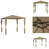 vidaXL Paviljoen met paalafdekkingen, 3x3x2,6 m, taupe, 160 g/m² - Paviljoenen & feesttenten