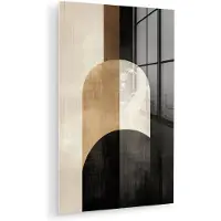 MuchoWow Glasschilderij 120x180 cm - Schilderij acrylglas - Geometrische - Vormen - Wit - Foto op glas - Muurdecoratie woonkamer - Wanddecoratie slaapkamer - Schilderijen
