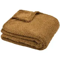 Stof Textiles Plaid/bankdeken Montreal - camel - 130 x 160 cm - harige polyester - 1 persoons