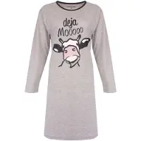 Temptation Dames Nachthemd - Bigshirt - Lange Mouw - Grijs Melange - Maat L
