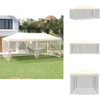 vidaXL Partytent, inklapbaar met zijwanden, crème, 3x6 meter - Paviljoens & Partytenten