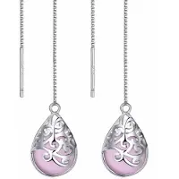 Charme Bijoux Lange oorbellen- Juliette -roze- zilver- doorsteek-