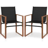Costway Set van 2 tuinstoelen, terrasstoelen met ademend zitvlak en metalen frame, balkonstoelen, outdoorstoelen, belastbaar tot 150 kg, voor tuin, balkon, veranda (zwart)