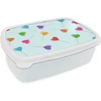 MuchoWow Broodtrommel Wit - Lunchbox Lolly - Regenboog - Snoep - Brooddoos 18x12x6 cm - Brood lunch box - Broodtrommels voor kinderen en volwassenen