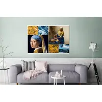 MuchoWow Wanddecoratie Metaal - Aluminium Schilderij Industrieel - Melkmeisje - Meisje met de parel - Collage - 120x80 cm - Dibond - Foto op aluminium - Industriële muurdecoratie - Voor de woonkamer/slaapkamer