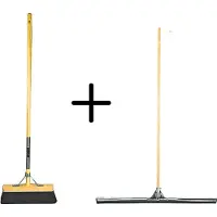 Synx Store Synx Tools Paardenhaar 29cm + Vloertrekker 75cm met Steel 150cm - Kamerveger – Vloerreiniger – Moppen – Zachte binnenbezem met steel 120cm