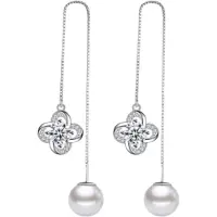 Charme Bijoux Zilver doortrek oorbellen -zirkonia- synthetische parel-