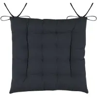 Stof Textile stoelkussens DUO - antraciet - 38 x 38 x 3.5 cm - touwtjes sluiting - zitkussens - binnen/buiten