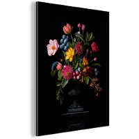 MuchoWow Aluminium schilderij 120x160 cm - Wanddecoratie metaal - Bloemen - Vrolijk - Vaas - Metalen muurdecoratie woonkamer - Decoratie industrieel - Foto op dibond - Industriële accessoires slaapkamer