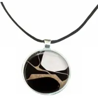 Charme Bijoux Ketting -Sharon -3 cm - zwart- zilverkleur-