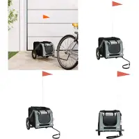 vidaXL Hondenfietstrailer oxford stof en ijzer grijs en zwart