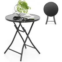 Costway Bistrotafel inklapbaar, 59 x 59 x 67 cm, tuintafel met tafelblad van gehard glas, terrastafel, balkontafel voor terras, achtertuin, zwembad