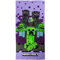 Minecraft Strandlaken paars 70 x 140 cm - katoen