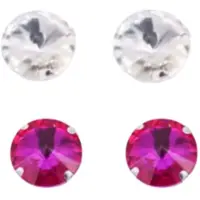 Charme Bijoux 2 paar allergievrije oorbellen roze en wit 8 mm-