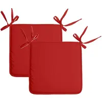 Stof Textile Home stoelkussens - 2x - rood - 38 x 38 x 3 cm - voor binnen - touwtjes sluiting - zitkussens plat - vierkant