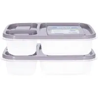 Hobby Life Vershoudbakjes - 2x - 1.15L - 3-vaks - 23 cm - mealprep - bewaarbakjes - grijs
