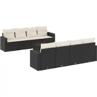 The Living Store Tuinmeubelen - Loungeset - 9-delige Loungeset met kussens poly rattan zwart - Lounge Set - Buitendecoratie - Patio Furniture