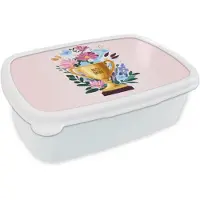 MuchoWow Broodtrommel Wit - Lunchbox Trofee - Best Mom - Bloemen - Kleurrijk - Brooddoos 18x12x6 cm - Brood lunch box - Broodtrommels voor kinderen en volwassenen