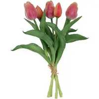 Countryfield Kunstboeket Tulpen - Kunstbloem Zalm en Creme - 5 Stuks - 3D Geprint