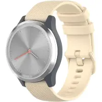 Strap-it Horlogebandje 18mm - Siliconen bandje geschikt voor Garmin Vivoactive 4s / Vivomove 3s / Venu 2s - beige