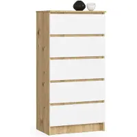 Akord Ladekast K60 met 5 Lades / Furniture Factory / Artisan Eik - Wit / 60 x 121 x 40 cm