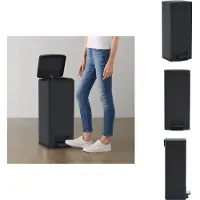 vidaXL Pedaalemmer 30L Zwart RVS Anti-Vingerafdruk Pedaleemmer - Afvalemmer - Roestvrijstaal - Keuken - Badkamer