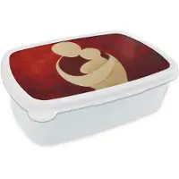 MuchoWow Broodtrommel Wit - Lunchbox Abstract - Moeder - Kind - Rood - Brooddoos 18x12x6 cm - Brood lunch box - Broodtrommels voor kinderen en volwassenen