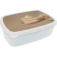 MuchoWow Broodtrommel Wit - Lunchbox Vanilletaart - Cake - Romig - Brooddoos 18x12x6 cm - Brood lunch box - Broodtrommels voor kinderen en volwassenen