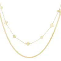 Yehwang Clover Heart - Ketting - Dubbele ketting - Stainless steel - Lengte 40 cm + 5 cm verlenging - Goudkleurig