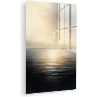 MuchoWow Glasschilderij 20x30 cm - Schilderij acrylglas - Zon - Horizon - Zee - Foto op glas - Muurdecoratie woonkamer - Wanddecoratie slaapkamer - Schilderijen