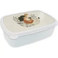 MuchoWow Broodtrommel Wit - Lunchbox Illustratie - Moeder - Kind - Liefdevol - Brooddoos 18x12x6 cm - Brood lunch box - Broodtrommels voor kinderen en volwassenen