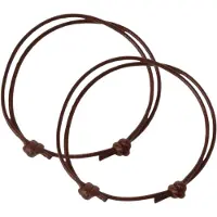 Charme Bijoux 2 armbanden- Bruin- Schuif- 1.5 mm- Leatherlook- 18-28 cm -