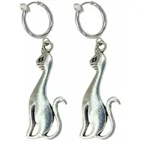 Charme Bijoux Klem oorbellen- poes -zilverkleur-geen gaatje-