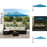 vidaXL Parasol - Parasols - Wandparasol - Wand Parasol - Wandparasol met LEDs 290 cm zeeblauw
