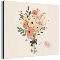 MuchoWow Aluminium schilderij 40x30 cm - Wanddecoratie metaal - Bloemen - Quote - Beige - Lint - Metalen muurdecoratie woonkamer - Decoratie industrieel - Foto op dibond - Industriële accessoires slaapkamer