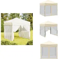 vidaXL Partytent, inklapbaar met zijwanden, crème, 2x2 meter - Paviljoens & Partytenten