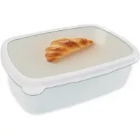 MuchoWow Broodtrommel Wit - Lunchbox Croissant - Brood - Beige - Brooddoos 18x12x6 cm - Brood lunch box - Broodtrommels voor kinderen en volwassenen