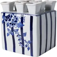 Heinen Delfts Blauw Tulpenvaas Vierkant Fair Florals - Keramiek - 15 cm
