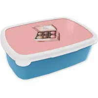MuchoWow Broodtrommel Blauw - Lunchbox Doosje - Bonbons - Liefdevolle - Tekst - Brooddoos 18x12x6 cm - Brood lunch box - Broodtrommels voor kinderen en volwassenen