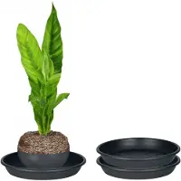 Juypal Hogar Juypal Plantenschotel - 2x - zwart - kunststof - Dia 20 cm - onderschotel/opvangschaal