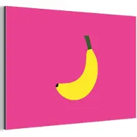 MuchoWow Aluminium schilderij 90x60 cm - Wanddecoratie metaal - Banaan - Geel - Fruit - Metalen muurdecoratie woonkamer - Decoratie industrieel - Foto op dibond - Industriële accessoires slaapkamer