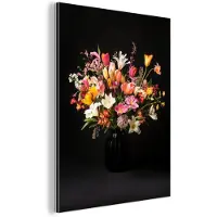 MuchoWow Aluminium schilderij 120x160 cm - Wanddecoratie metaal - Vaas - Bloemen - Tulpen - Metalen muurdecoratie woonkamer - Decoratie industrieel - Foto op dibond - Industriële accessoires slaapkamer