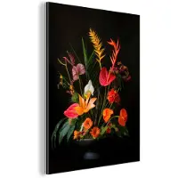 MuchoWow Aluminium schilderij 120x160 cm - Wanddecoratie metaal - Schaal - Boeket - Bloemen - Metalen muurdecoratie woonkamer - Decoratie industrieel - Foto op dibond - Industriële accessoires slaapkamer